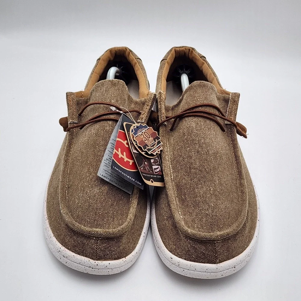 Lamo Men's‎ Canvas Slip-On Khaki Shoes Sneakers JIAXING09  NWT